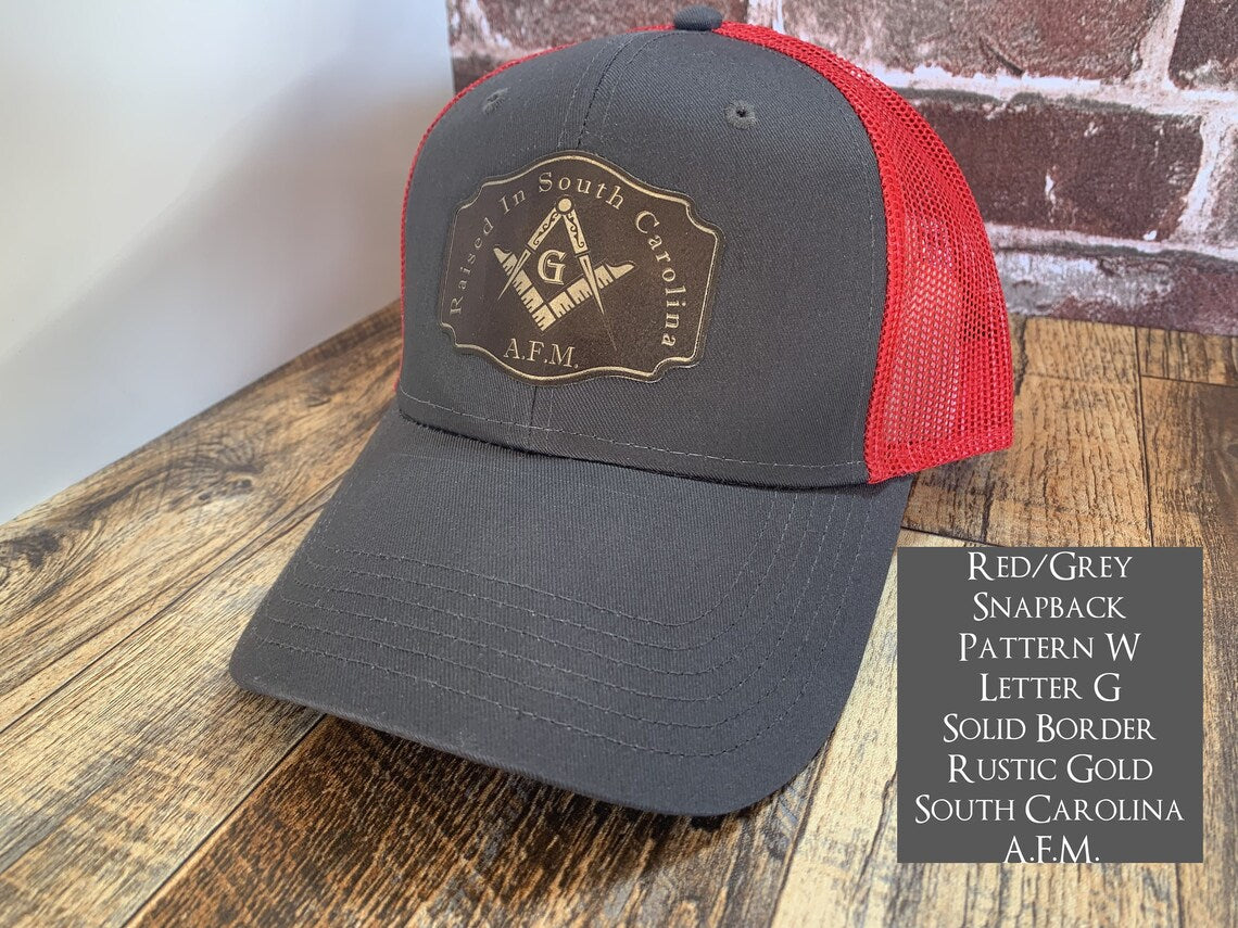 Masonic Raised in... Freemasonry: Personalized Leather Patch Hat for Men