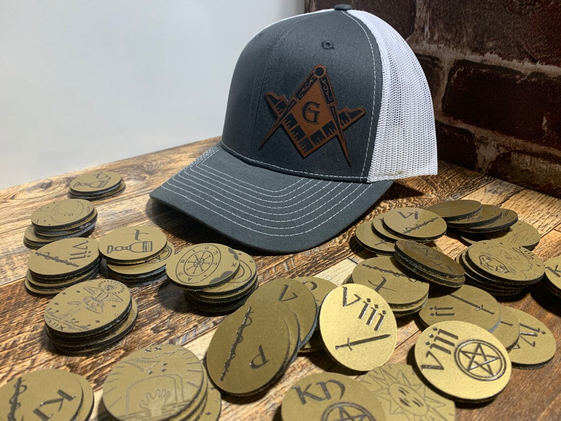 Freemasonry Leather Masonic Square & Compass Patch Hat - Personalized for Men Freemason