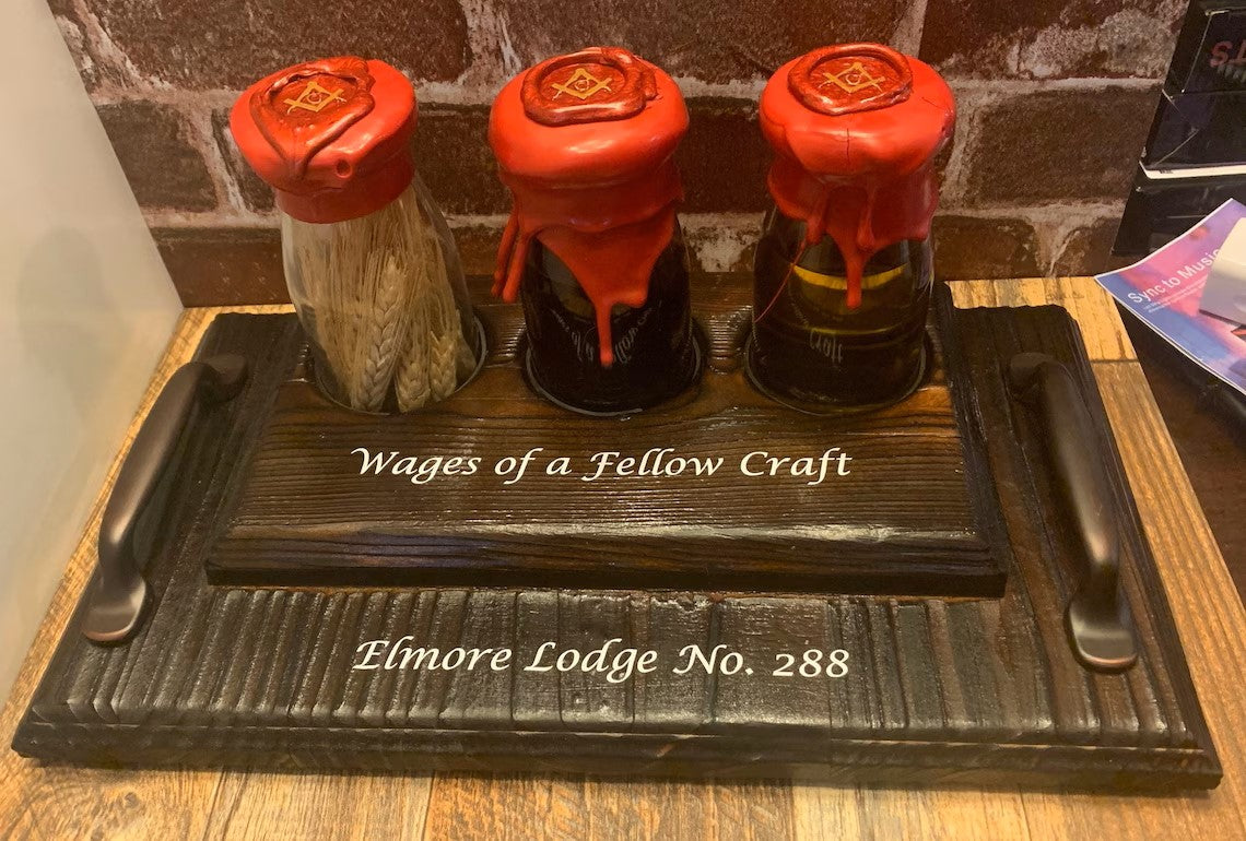 Masonic Wages of a Fellow Craft Display - Degree Work Version - Freemason Wall Decor