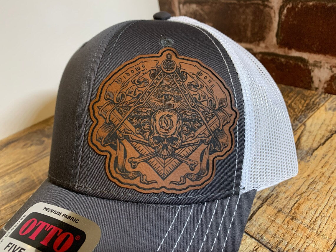 Masonic Freemasonry Widows Sons Leather Patch Hat - Freemason Gift for Men