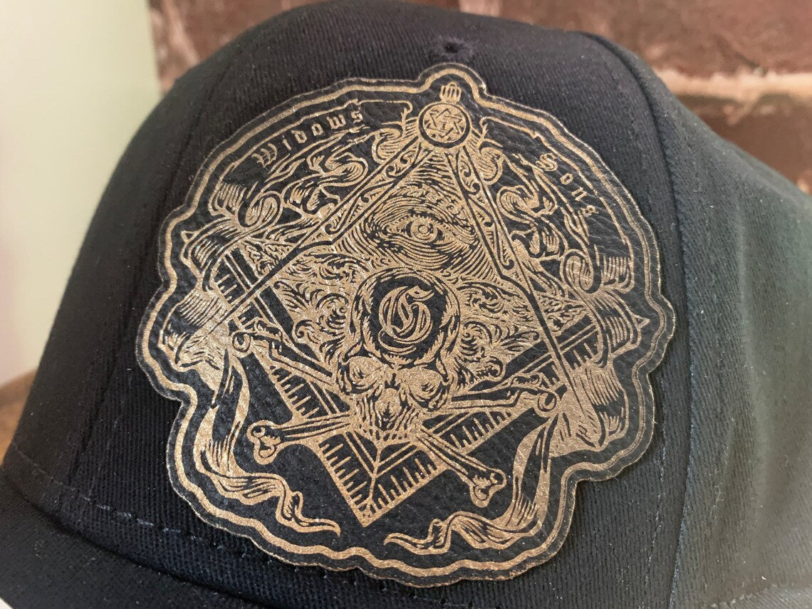 Masonic Freemasonry Widows Sons Leather Patch Hat - Freemason Gift for Men