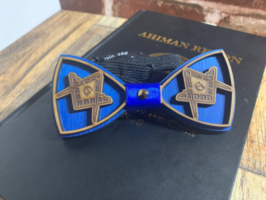 Masonic Wooden Bow Tie - Square & Compass Design - Adjustable Strap, Customizable Colors - Luxury Masonic Accessory for Dapper Gentlemen